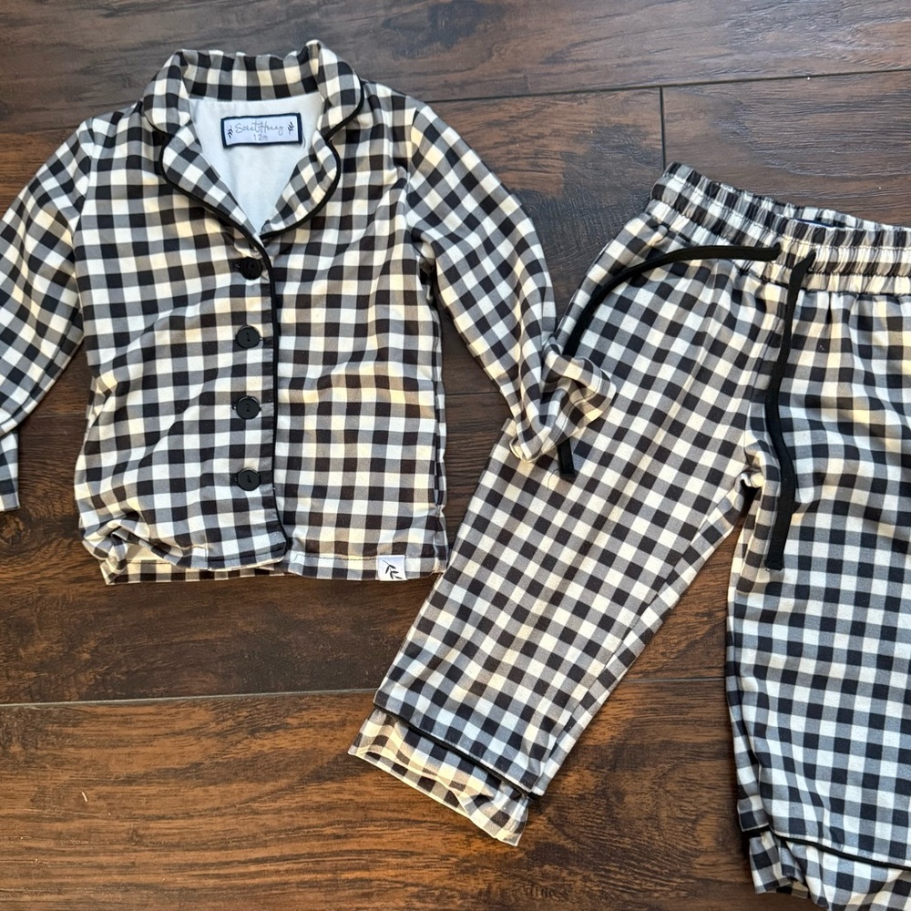 SweetHoney Black and White Checkered Pajama Set